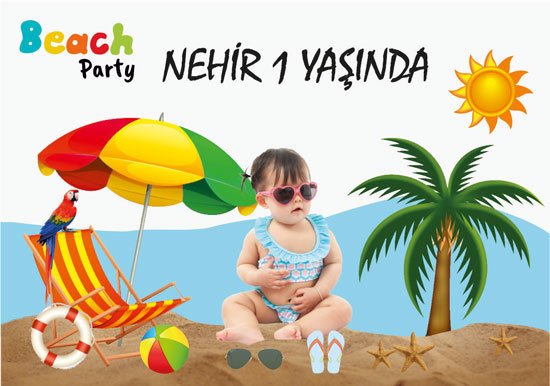 Beach Party Temalı Kişiye Özel Magnet 10 Adet