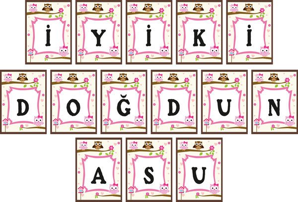 Baykuş Temalı Kişiye Özel Asma Bayrak Afiş 4 Metre