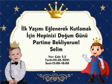 Prens 2 Temalı Kişiye Özel Davetiye 6 Adet