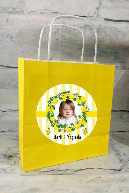 Limon Temalı Kişiye Özel Hediyelik Çanta 6 Adet