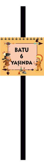 Kızılderili Temalı Kişiye Özel Pipet 6 Adet