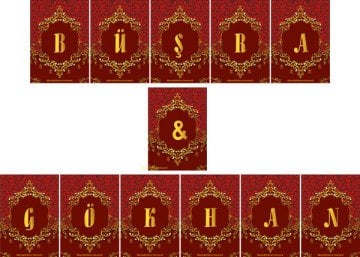 Kına Gecesi Temalı Kişiye Özel Asma Bayrak Afiş 4 Metre