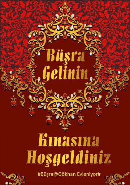 Kına Gecesi Temalı Kişiye Özel Kapı Süsü