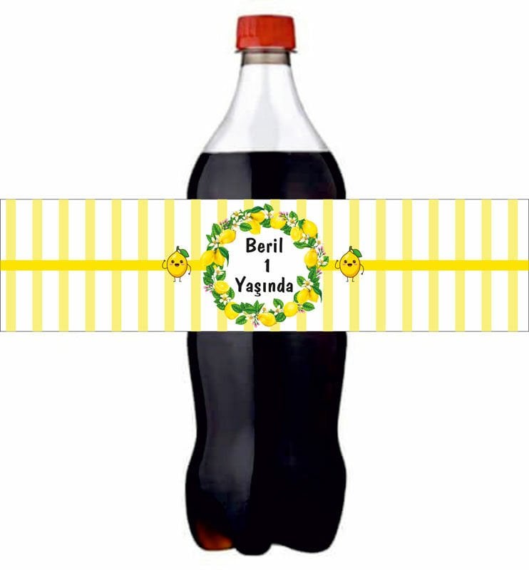 Limon Temalı Kişiye Özel Meşrubat Sargısı 3 Adet