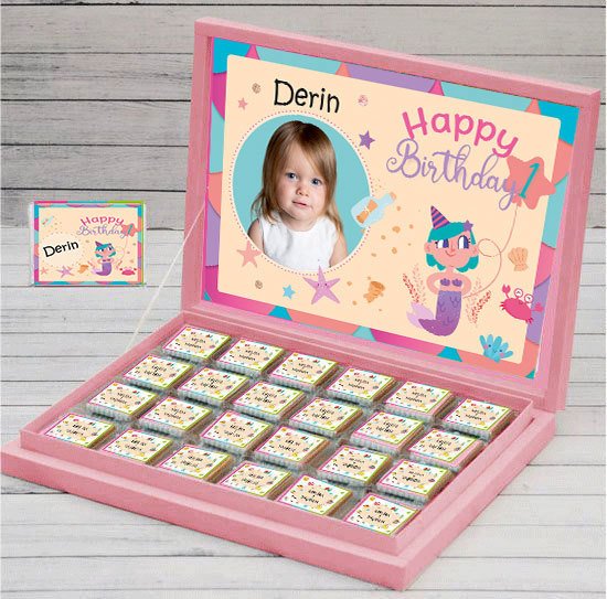 1 Yaş Kız Temalı Kişiye Özel Çikolata