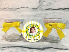Limon Temalı Kişiye Özel Şeker Kavanozu 6 Adet