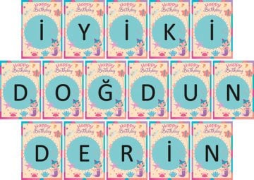 1 Yaş Kız Temalı Kişiye Özel İyi ki Doğdun Asma Bayrak Afiş 4 Metre