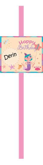 1 Yaş Kız Temalı Kişiye Özel Pipet 6 Adet