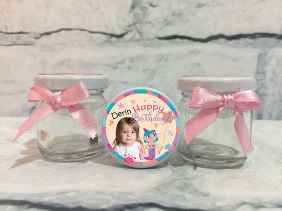 1 Yaş Kız Temalı Kişiye Özel Şeker Kavanozu 6 Adet