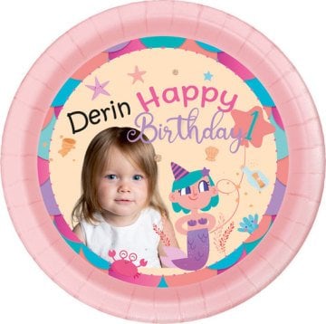 1 Yaş Kız Temalı Kişiye Özel Tabak 6 Adet