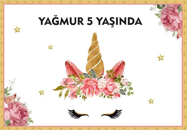 Unicorn Temalı Kişiye Özel Afiş