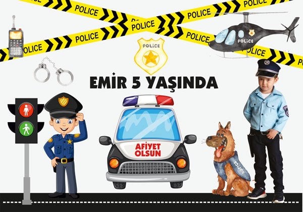 Polis Temalı Kişiye Özel Amerikan Servisi 6 Adet