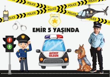 Polis Temalı Kişiye Özel Amerikan Servisi 6 Adet