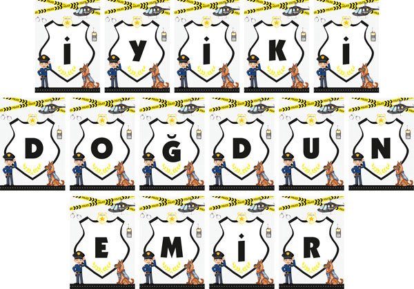 Polis Temalı Kişiye Özel iyiki Dogdun Asma Bayrak Afiş 4 Metre