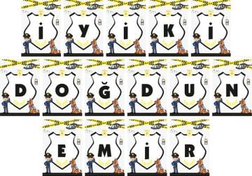 Polis Temalı Kişiye Özel iyiki Dogdun Asma Bayrak Afiş 4 Metre