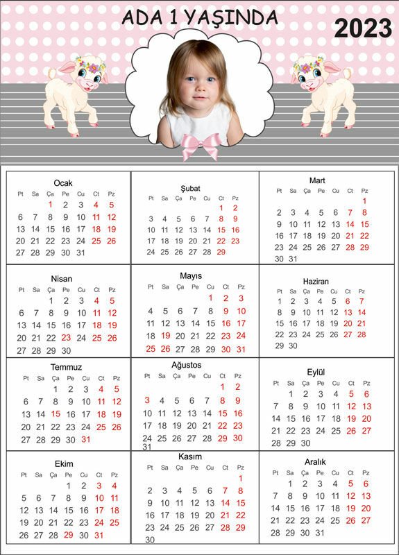 Kuzu 2 Temalı Kişiye Özel Takvim Magnet 4 Adet