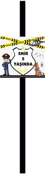 Polis Temalı Kişiye Özel Pipet 6 Adet