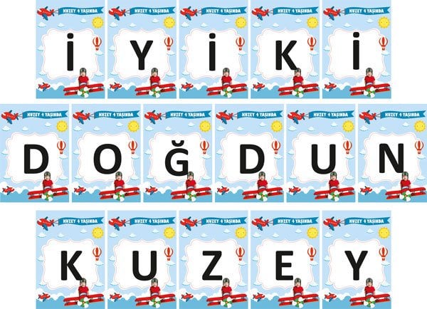 Pilot Temalı Kişiye Özel Asma Bayrak Afiş 4 Metre