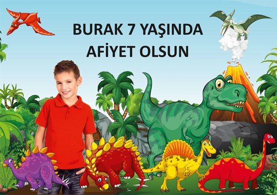 Dinazor Temalı Kişiye Özel Amerikan Servisi 6 Adet