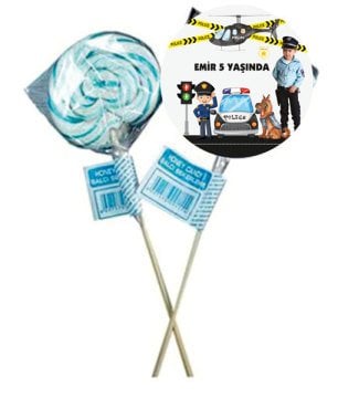 Polis Temalı Kişiye Özel Şeker 6 Adet