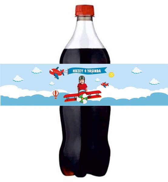 Pilot Temalı Kişiye Özel Meşrubat Sargısı 3 Adet