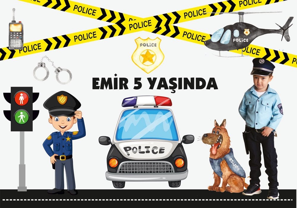 Polis Temalı Kişiye Özel Afiş