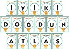 Aslan Temalı Kişiye Özel İyi ki Doğdun Asma Bayrak Afiş 4 Metre