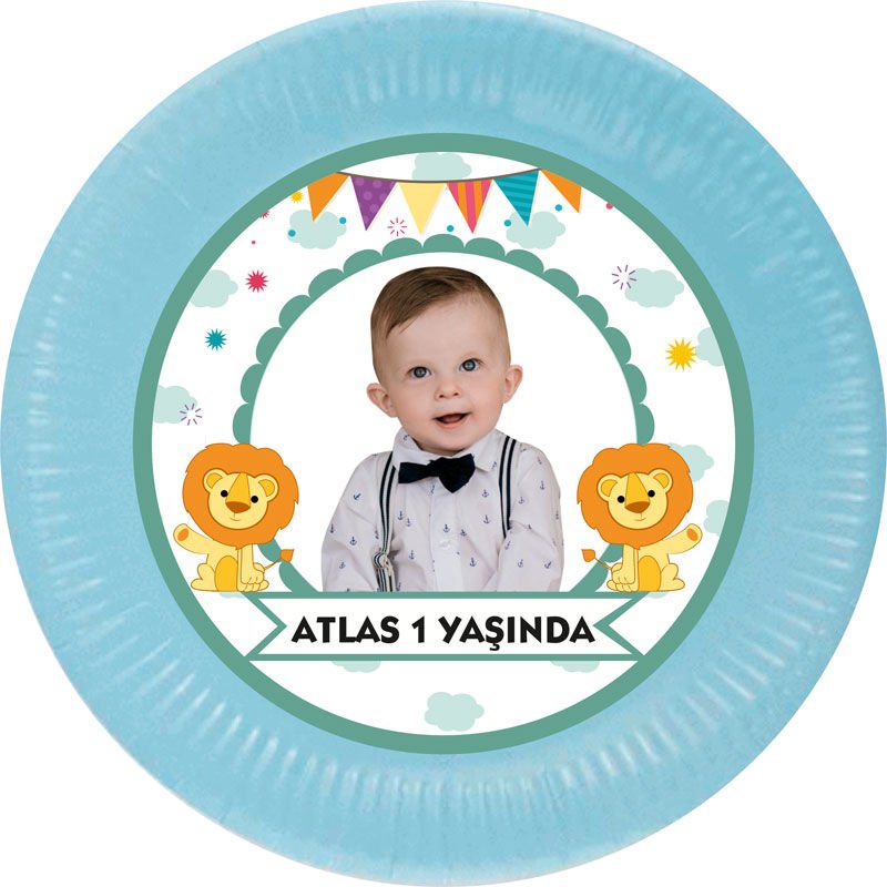 Aslan Temalı Kişiye Özel Tabak 6 Adet