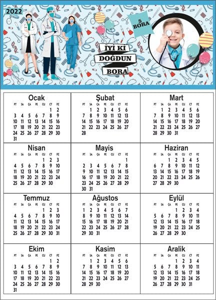 Doktor Temalı Kişiye Özel Takvim Magnet 4 Adet