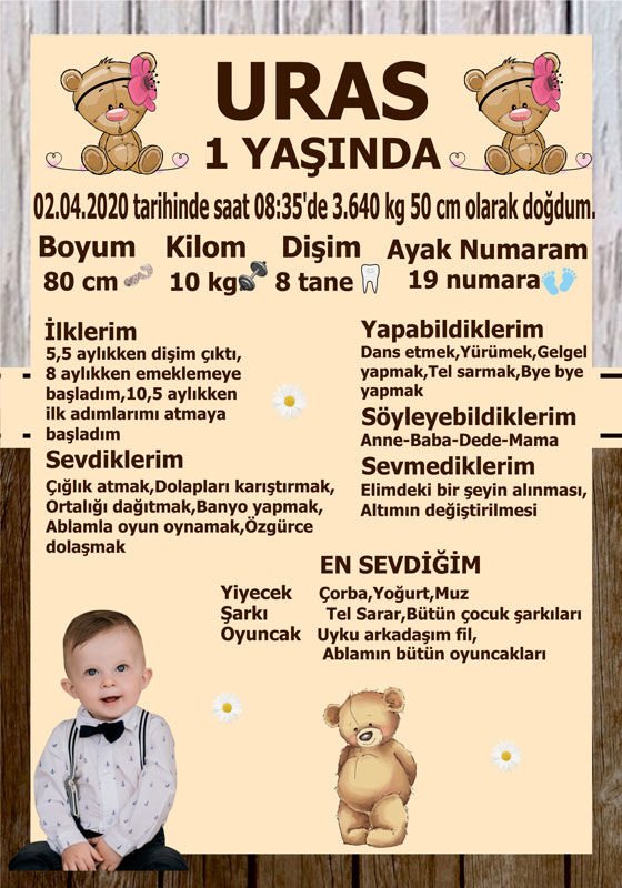 Ayıcık 2 Temalı Kişiye Özel Anı Magneti 1 Adet