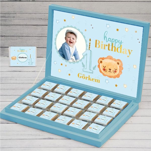 1 Yaş Erkek Temalı Kişiye Özel Çikolata