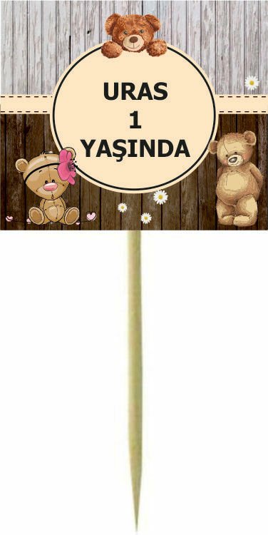 Ayıcık 2 Temalı Kişiye Özel Küçük Kürdan 1  12 Adet