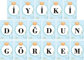 1 Yaş Erkek Temalı Kişiye Özel İyi Ki Doğdun Asma Bayrak Afiş 4 Metre