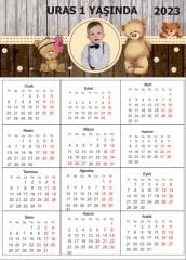 Ayıcık 2 Temalı Kişiye Özel Takvim Magnet 4 Adet