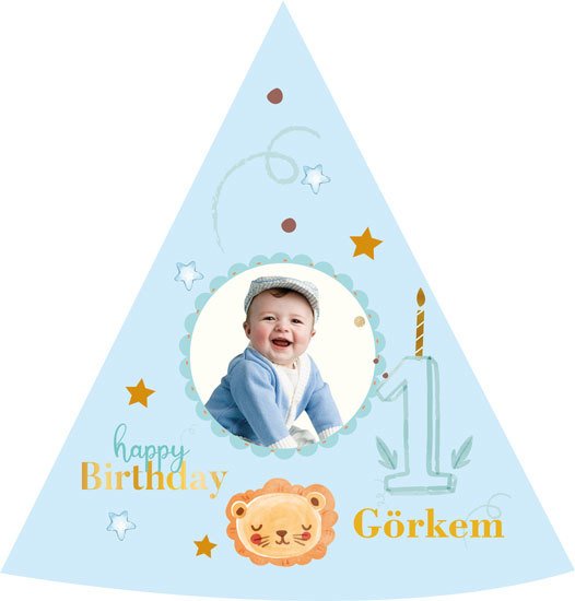 1 Yaş Erkek Temalı Kişiye Özel Şapka 6 Adet