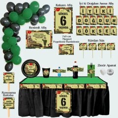 Asker Temalı Doğum Günü Seti 10 Kişilik
