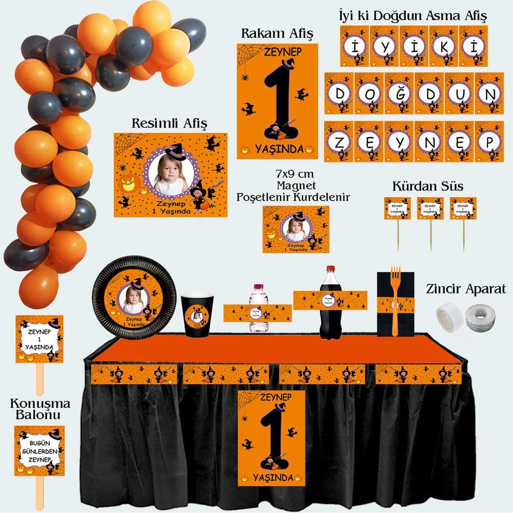 Cadı Temalı Doğum Günü Seti 10 Kişilik