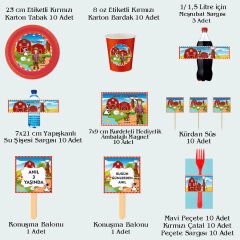 Çiftlik Temalı Doğum Günü Seti 10 Kişilik
