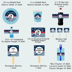 Denizci 2 Temalı Doğum Günü Seti 10 Kişilik