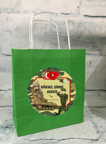 Asker Temalı Kişiye Özel Hediyelik Çanta 6 Adet