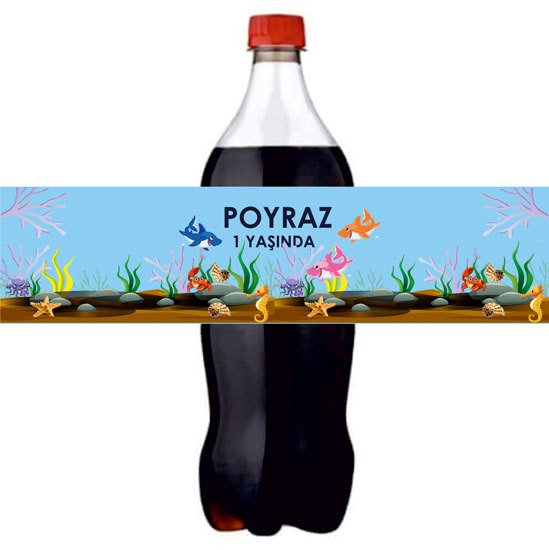 Sevimli Köpek Balığı Temalı Kişiye Özel Meşrubat Sargısı 3 Adet