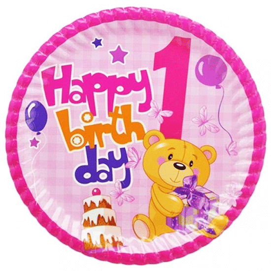 1 Yaş Kız Ayıcık Temalı Tabak 8 Adet