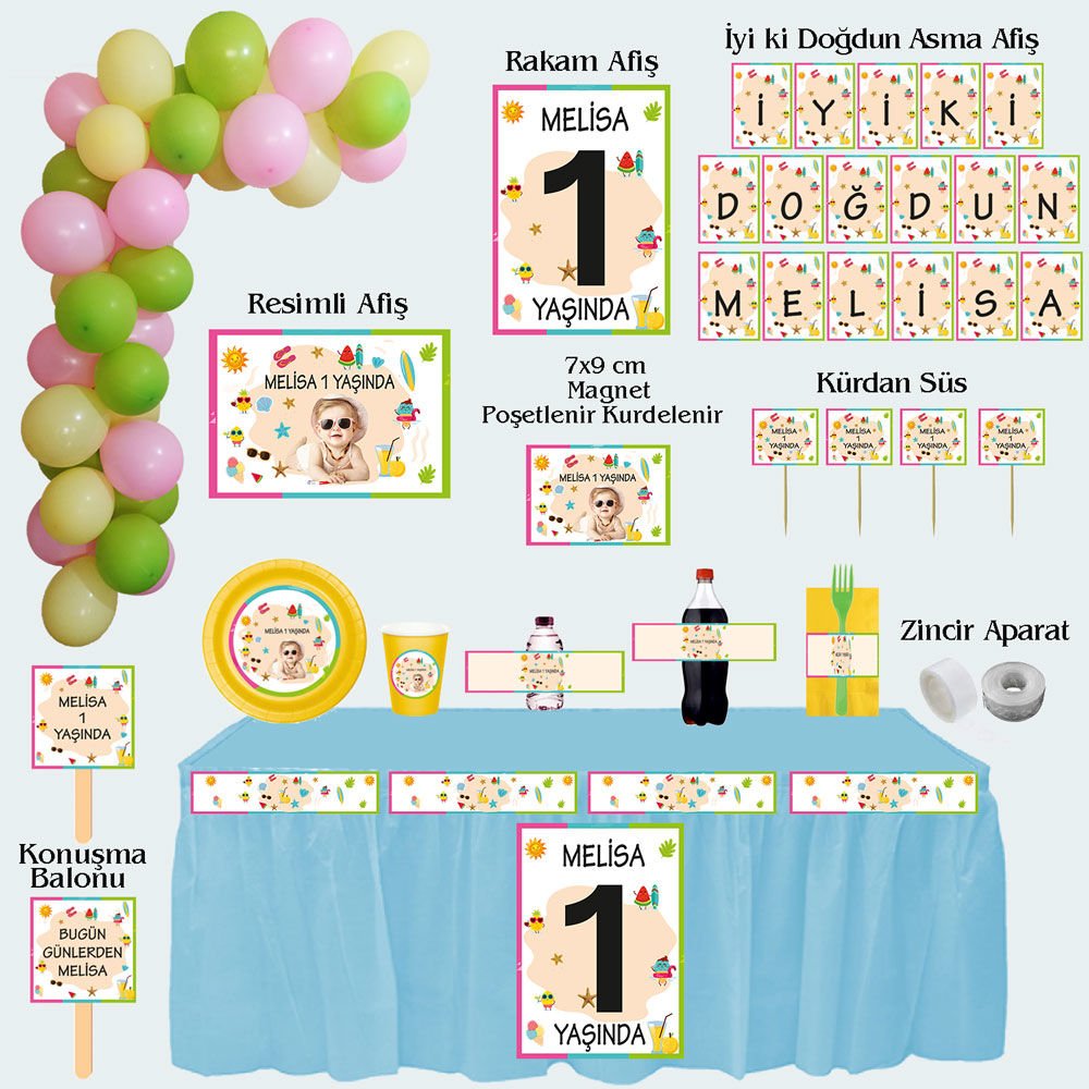 Yaz Temalı Doğum Günü Seti 10 Kişilik