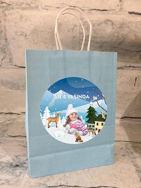 Kış Temalı Kişiye Özel Hediyelik Çanta 6 Adet