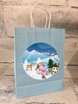 Kış Temalı Kişiye Özel Hediyelik Çanta 6 Adet