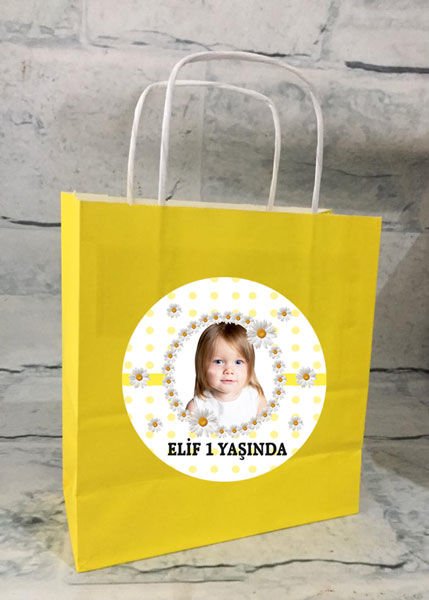 Papatya 2 Temalı Kişiye Özel Hediyelik Çanta 6 Adet