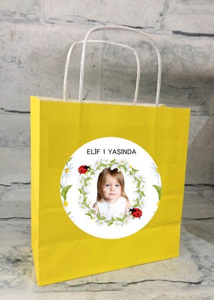 Papatya Temalı Kişiye Özel Hediyelik Çanta 6 Adet