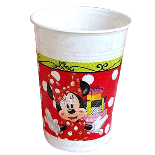 Kırmızı Minnie Temalı Bardak 8 Adet