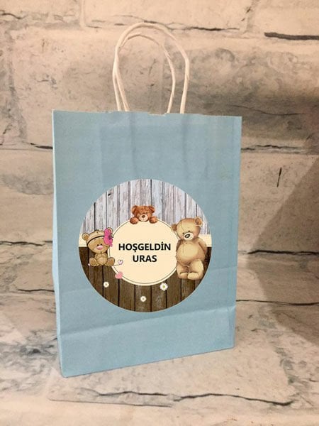 Ayıcık Temalı Kişiye Özel Hediyelik Çanta 6 Adet