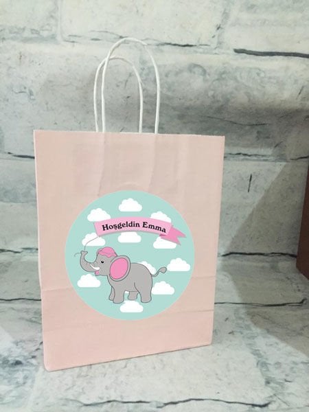 Fil Temalı Kişiye Özel Hediyelik Çanta 6 Adet